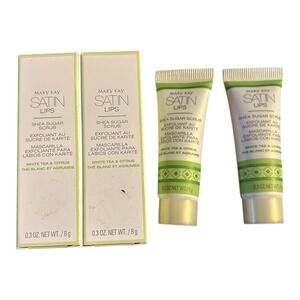 Lot of 2 Mary Kay Satin Lips SHEA SUGAR SCRUB Softens NIB White Tea & Citrus